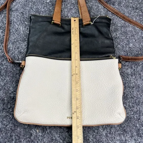 Fossil Memoir Anthology Foldover Leather Tote Crossbody Colorblock Boho - Picture 9 of 9